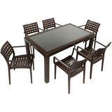 Mandella Wood 90x150 Cafe Koltuk Camlı Masa Takımı KAHVERENGİ - Kahverengi