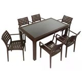Mandella Wood 90X150 Cafe Koltuk Camlı Masa Takımı Kahverengi