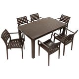 Mandella Wood 90X150 Cafe Koltuk Masa Takımı (Camsız) Kahverengi