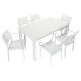 Mandella Wood 90x150 cm Cafe Beyaz Koltuk Masa Takımı