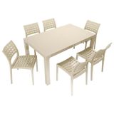Mandella Wood 90x150 cm Cafe Çöl Beji Sandalye Masa Takımı