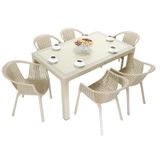 Mandella Wood 90x150 CM Roma Koltuk Çöl Beji Camlı Masa Takımı