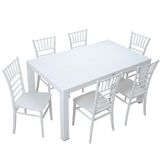 Mandella Wood 90x150 cm Silver Tifany Beyaz Sandalye Masa Takımı