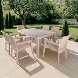 Mandella Zeus 90x150 cm Cappuccino 6 Kişilik Camlı Masa Takımı