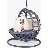 Mandella Zoo Kedi&köpek Salıncağı/yatağı Plastik Rattan El Örmesi (Küçük Boy) Antrasit