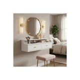 MANDOSİ 90 Cm Makyaj Masası Dresuar Beyaz Gold Kulp
