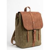 Mandosi Unisex Vintage Kanvas Sırt Çantası Deri Kapaklı Bölmeli Seyahat ve Günlük Çanta – Erica 7120 - Camel