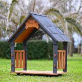 Mandu Isı Yalıtımlı Ahşap Köpek Kulübeleri Için Ekstra Gölgelik Çatı ve Taban Veranda - Large