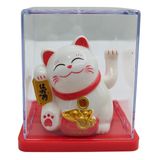 Maneki Neko El Sallayan Mini Şans Kedisi Beyaz Solar Güneş Enerjili 5x5cm Y5BYZ05