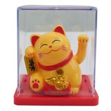 Maneki Neko El Sallayan Mini Şans Kedisi Krem Solar Güneş Enerjili 5x5cm Y8KRM08