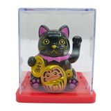Maneki Neko El Sallayan Mini Şans Kedisi Siyah Solar Güneş Enerjili 5x5cm S2SYH02