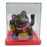 Maneki Neko El Sallayan Mini Şans Kedisi Siyah Solar Güneş Enerjili 5x5cm Y6SYH06