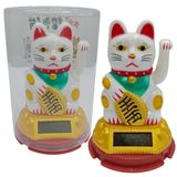 Maneki Neko El Sallayan Şans Kedisi Beyaz Solar Güneş Enerjili 6x10cm NO6GB
