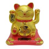 Maneki Neko El Sallayan Şans Kedisi Gold Solar Güneş Enerjili 10x10cm NO5GLD