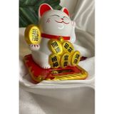 Maneki Neko Feng Shui Bereket Şans Mutluluk Çağıran Şans Kedisi Solar Panelli Hareketli Pati Feng Shui 02