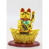 Maneki Neko Feng Shui Bereket Şans Mutluluk Çağıran Şans Kedisi Solar Panelli Hareketli Pati Feng Shui Gemili