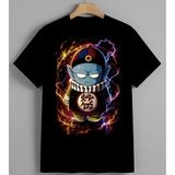 Maneki Neko Renkli Enerji Asya Unisex Erkek Kadın Oversize Tişört Siyah