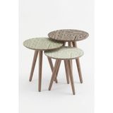 Manera Dekoratif Zigon Sehpa Set 3'lü (6'lı Tablo Hediyeli) 45-47-51 cm Yükseklik 38 cm Çap MDF
