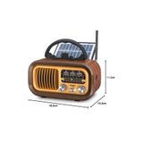 Manessa Güneş Enerjili ve Şarjlı Bluetooth+USB Nostaljik FM Radyo