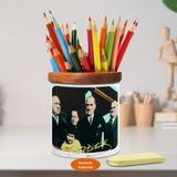 Manevi Kızı Ülkü ve Kemal Atatürk Ahşap Seramik Kalemlik-863 - Renkli