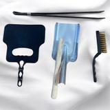 Mangal Barbekü Izgara 4lü Set ,plastik Yelpaze ,kömür Köz Maşası, Tel Fırça,soba Şömine Mangal Kürek