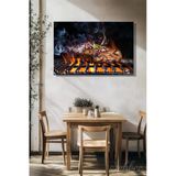 Mangal Izgarasında Biberiye Taneli Baharatlar Dana Bonfile/Antrikot (Steak) Yatay Kanvas Tablo 3770