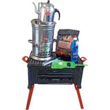 Mangal Semaver Seti Portatif Ayaklı Mangal Köfteci Izgarali Mangal ( Özyalçın Class 01 Modeli)