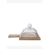 Mango Ağacı Cam Kapaklı Servis Tabağı (29x20x13 cm)