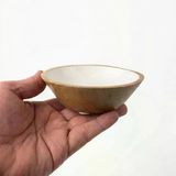 Mango Ağacı Kase - İçi Krem Emaye (Enamel) Kaplama 13 Cm Dekoratif Ahşap Sunum Kasesi - Leke Tutmaz Sosluk, Çerezlik Ve Dondurmalık, Çerez Ve Sosluk İçin Doğal Kase (1 Adet)