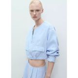 Mango Cepli Keten Crop Ceket - 2XS - Akdeniz Rüzgarı