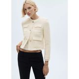 Mango Cepli Tüvit Ceket - 5883-Ekru - 2XL