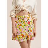 Mango Çiçek Desenli Mini Etek - Sarı - XS