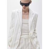 Mango Çizgili Kumaş Blazer Ceket - Beyaz - XS