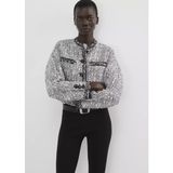 Mango Dikişsiz Tüvit Ceket - XL - Bej Zebra