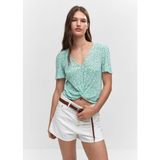 Mango Düğüm Detaylı Dokulu Bluz - XS - Turkuaz
