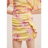 Mango Fırfırlı Desenli Mini Etek - Sarı - XS