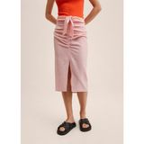 Mango Gingham Pileli Etek - Pembe - XS