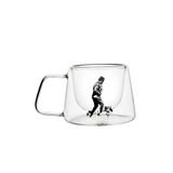 Mango Home Çift Cidarlı Borosilikat Cam Kupa 210 ml - Çay ve Kahve Bardağı - Atatürk Silüetli - Isıya Dayanıklı Double Wall - Siyah