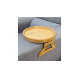 Mango Home Doğal Bambu Katlanabilir Koltuk Yan Sehpası - Yuvarlak Puf ve Servis Tepsisi - 25 cm