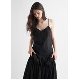 Mango İşlemeli Uzun Elbise - Siyah - XS