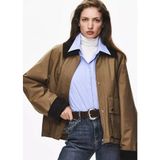 Mango Kadife Yaka Pamuklu Parka - Bej - S