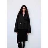 Mango Kadife Yaka Pamuklu Parka - Siyah - 2XL