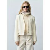 Mango Kalıplı Crop Blazer Ceket - Beyaz - XS