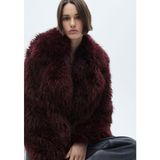 Mango Klapalı Kürk Ceket - Bordo