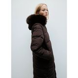 Mango Kürk Görünümlü Kapüşonlu Kapitone Anorak - Kahverengi - XS