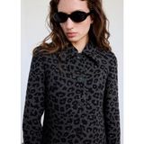 Mango Leopar Desenli Uzun Palto - Gri - XL