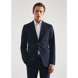 Mango Man Esnek Kumaştan Slim Fit Baskılı Takım Elbise Ceketi - Parlak Mavi - 46