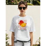 Mango Ön Baskılı Beyaz Oversize T-Shirt Erkek Kadın Pamuk Bisiklet Yaka Tişort - XL
