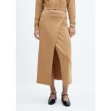 Mango Örgü Etek - L - Koyu Camel