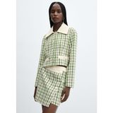 Mango Tweed Düğmeli Mini Etek - Yeşil - XS